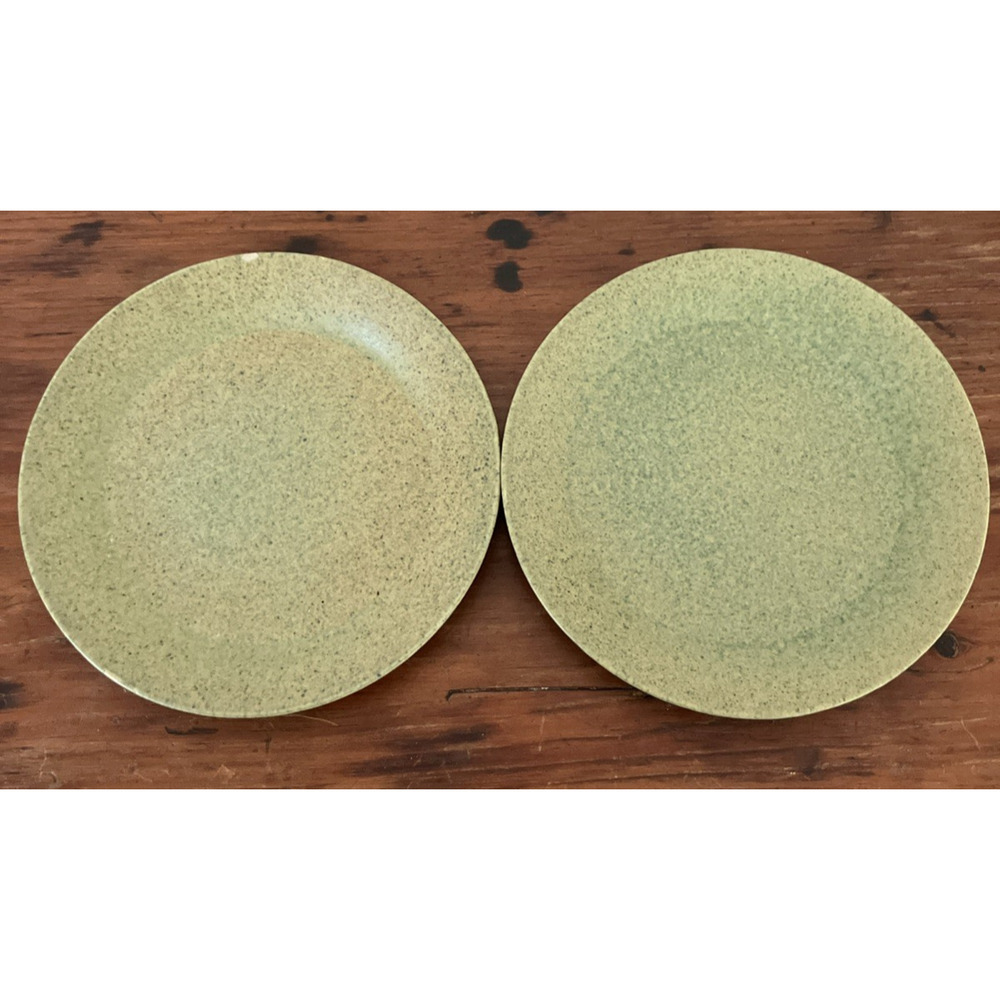 Vintage Bennington Potters Elements Green Yellow Glaze Dessert Plates 6.5" Small